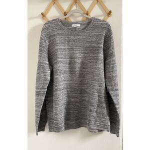Calibrate Sweater Men's Large Gray Slub Crewneck Pullover Textured Cotton Blend